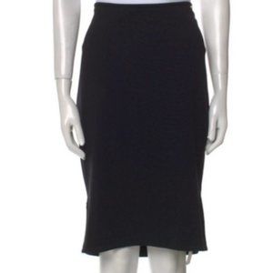 🖤 St. John Black Pencil Skirt | Side Zip Hems | Logo Waist | Size M-L | Sleek S